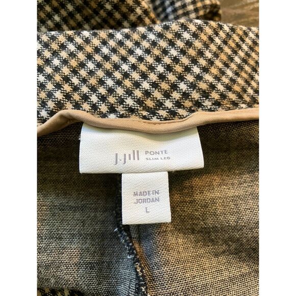 J. Jill check plaid pull on slim leg cut ponte pants - Picture 3 of 10